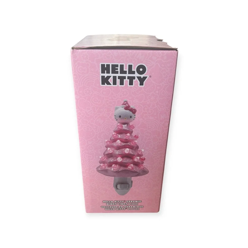 Hello Kitty Ceramic Christmas Tree Night Light Pink Plug In 6‎ Inch Kids Decor